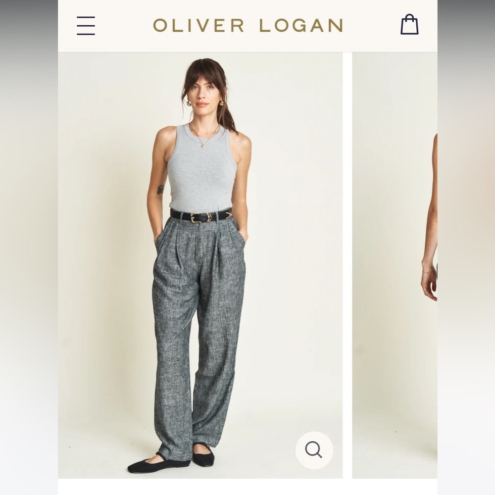 NEW OLIVER LOGAN evanston linen blend trouser in desert storm size 25
